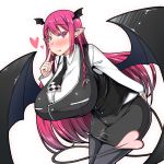  1girl breasts demon_girl demon_tail demon_wings huge_breasts kirise_mitsuru licking_lips long_hair pointy_ears solo succubus tail tongue tongue_out touhou wings 