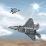  ace_combat ace_combat_04 ace_combat_zero airplane artist_request bandai_namco blue_sky cipher_(ace_combat) clouds condensation_trail f-15_eagle f-22_raptor fighter_jet jet lowres missile mobius_1 namco no_humans sky sun 