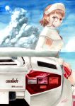  highres kantai_collection lamborghini lamborghini_countach leaning_back millipen_(medium) roma_(kantai_collection) tesun_(g_noh) traditional_media watercolor_pencil_(medium) 