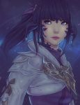  1girl absurdres au_ra black_hair blue_eyes dragon_girl dragon_horns final_fantasy final_fantasy_xiv highres horns huge_filesize ponytail scales solo soranamae white_skin 