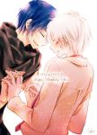  2boys blood blue_hair closed_eyes holding_hands nezumi_(no.6) no.6 shion_(no.6) tears white_hair yaoi 