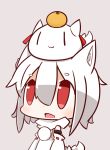  1girl :3 =3 animal_ears chibi detached_sleeves highres inubashiri_momiji nuu_(nu-nyu) open_mouth red_eyes short_hair simple_background touhou white_background white_hair wolf_ears |_| 