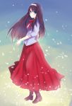 1girl black_hair hairband highres long_hair long_skirt red_skirt skirt solo tohno_akiha tsukihime white_hairband