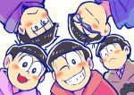  5boys :&lt; :3 blush_stickers brothers hood hoodie jitome matsuno_choromatsu matsuno_ichimatsu matsuno_karamatsu matsuno_osomatsu matsuno_todomatsu multiple_boys osomatsu-kun osomatsu-san sachidraws siblings smile sunglasses winking 