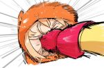  1boy 1girl blonde_hair crossover doma_umaru face_punch himouto!_umaru-chan in_the_face lowres onepunch_man punching saitama_(onepunch_man) 