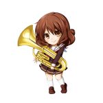  blush brown_eyes brown_hair chibi euphonium hibike!_euphonium kuena oumae_kumiko seifuku short_hair smile 