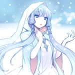  1girl blush long_hair ryuusei_(ryuuseiseikou) snowing solo vocaloid yuzuki_yukari 