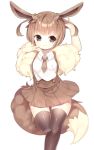  1girl :3 black_legwear brown_eyes brown_hair eevee kuro_guren personification pokemon skirt solo tail thigh-highs twintails 