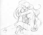  1girl animal_ears big_hair cat_ears covering_face felicia graphite_(medium) long_hair looking_at_viewer monochrome pose sitting solo tail touxi traditional_media vampire_(game) very_long_hair 