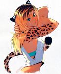  1girl aqua_eyes cat_girl leopard_ears leopard_print multicolored_hair nakanoart tagme tail 