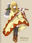  1girl blonde_hair braid final_fantasy final_fantasy_tactics hat hood long_hair robe smile solo twin_braids twintails weapon white_mage white_mage_(fft) 