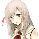  1girl alisa_ilinichina_amiella bare_shoulders blue_eyes blush breasts god_eater god_eater_2:_rage_burst heart long_hair looking_at_viewer silver_hair simple_background smile solo white_background white_hair 