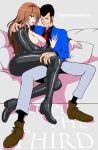  arsene_lupin_iii breasts cleavage commentary_request highres ice_(seriousgraphics) jumpsuit lupin_iii mine_fujiko sideburns 