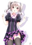  1girl artist_request drill_hair highres idolmaster idolmaster_cinderella_girls idolmaster_cinderella_girls_starlight_stage kanzaki_ranko long_hair red_eyes silver_hair solo thigh-highs twin_drills twintails 