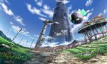  ar_tonelico ar_tonelico_i artist_request clouds fantasy flower highres house no_humans scenery sky statue tower village 