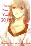 1girl brown_eyes brown_hair english happy_new_year highres long_hair nengajou new_year original solo takamura_ryou_(memento021) typo 