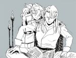  2boys bangs bishoujo_senshi_sailor_moon book candle closed_eyes gloves kunzite_(sailor_moon) long_sleeves lycoriscoris0813_(12) monochrome multiple_boys open_book parted_bangs ponytail sitting smile zoisite_(sailor_moon) 