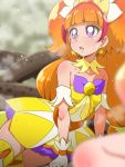  1girl amanogawa_kirara bare_shoulders cure_twinkle earrings gloves go!_princess_precure jewelry long_hair magical_girl multicolored_hair orange_hair precure redhead solo star star_earrings tj-type1 twintails two-tone_hair violet_eyes white_gloves 