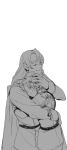  2boys bishoujo_senshi_sailor_moon closed_eyes gloves hand_on_another&#039;s_head happy height_difference hug kunzite_(sailor_moon) low_ponytail lycoriscoris0813_(12) monochrome multiple_boys ponytail white_background zoisite_(sailor_moon) 