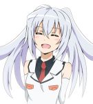  1girl closed_eyes detached_sleeves isla_(plastic_memories) long_hair open_mouth plastic_memories silver_hair simple_background solo tears white_background 