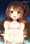  1girl brown_eyes brown_hair glowing ichinose_yukino idolmaster idolmaster_cinderella_girls long_hair one_side_up shimamura_uzuki shine!! solo 