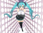  aqua_eyes aqua_hair bare_shoulders blight_essence breasts cleavage detached_sleeves hatsune_miku headphones headset highres skirt smile star thighhighs twintails vocaloid zettai_ryouiki 