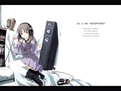  engrish grado_labs headphones koss letterboxed original ranguage ruroo solo stax thighhighs white zettai_ryouiki 