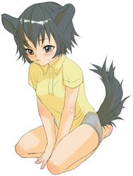  barefeet black_eyes black_hair blush crying dog_ears doggirl grey_eyes inuburo inumimi loli lowres panties short_hair sitting tail tears 