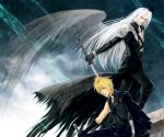  blonde_hair cloud_strife final_fantasy sephiroth sword white_hair wings 