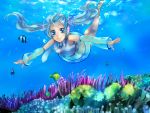  aqua_eyes aqua_hair bad_id bare_shoulders barefoot detached_sleeves fish hatsune_miku long_hair necktie see-through the_starry_skies twintails underwater vocaloid 