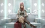  1920x1200 1girl 3d armband boots cg closed_mouth crossed_legs female final_fantasy final_fantasy_xiii fingerless_gloves foot_out_of_frame gloves holding holding_sword holding_weapon legs_crossed lightning_farron official_art pink_hair single_bare_shoulder sitting sleeveless solo sword turtleneck wallpaper weapon zipper 