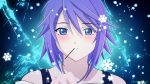  blue_eyes blush candy highres lollipop purple_hair rosario+vampire shirayuki_mizore short_hair snowflakes vector_trace wallpaper 