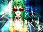  breasts bust cleavage goggles green_hair gumi large_breasts long_hair rebelizm solo vocaloid wing_collar 