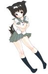  black_hair blue_eyes dog_ears doggirl inuburo inumimi knee_highs legs panties school_uniform seifuku short_hair skirt socks tail uniform 