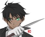  green_eyes hakushaku_to_yousei knife raven sword white 