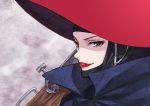  1girl cape eboshi gun hat matchlock matsuryuu mononoke_hime portrait princess_mononoke profile solo weapon 