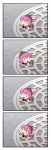  animal_ears chibi comic hat highres manhole minigirl musical_note mystia_lorelei ogu_(oguogu) ogu_(pixiv136937) pink_hair silent_comic singing solo stuck tear tears touhou 