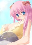 blush breasts cleavage haramura_nodoka huge_breasts kourourin long_hair oppai_loli pink_hair saki 