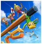  bird black_eyes blonde_hair camera glasses hat link mako mako_(wind_waker) niko niko_(wind_waker) nintendo pirate pointy_ears seagull sky smile tetra the_legend_of_zelda wind_waker 