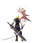  blonde_hair cloud_strife dual_wield final_fantasy final_fantasy_vii katana sword wing 