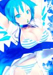  adult bad_id bikini blue_eyes blue_hair breasts cirno frog large_breasts rondo_bell solo striped swimsuit touhou 