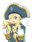  blonde_hair blue_eyes braid character_name child hat housengo patty_fleur pirate_hat solo tales_of_(series) tales_of_vesperia twin_braids wink 