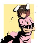  animal_ears bunny_ears gradient_hair inaba_tewi multicolored_hair rabbit_ears red_eyes short_hair simple_background solo touhou 
