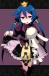  blue_hair boots crown dress kyoku_tou princess_(7th_dragon) purple_eyes skirt skirt_lift stuffed_animal stuffed_toy twintails violet_eyes 