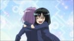  &gt;_&lt; animated animated_gif black_hair blush gif grinding happy hug kajiki_yumi multiple_girls purple_hair rubbing saki school_uniform short_hair touyoko_momoko 