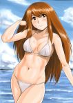  bikini brown_eyes brown_hair funky-harem long_hair shu-z swimsuit yotsubato! 