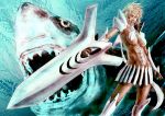  baryan bleach blonde_hair dark_skin espada facial_mark resurreccion shark spoilers sword tia_harribel tier_harribel weapon 