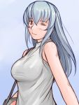  breasts casual large_breasts long_hair rozen_maiden rozenweapon silver_hair sleeveless_shirt suigintou wink 