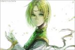  1boy blonde_hair character_request copyright_name expressionless gensou_suikoden green_hair ha.skr_(hasukara) looking_back lowres solo wind 