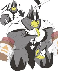  ? ^^^ bottle clenched_teeth closed_mouth commentary_request disembodied_hand holding holding_bottle looking_at_viewer multiple_views muscular nikukyu299paw pokemon pokemon_(creature) teeth urshifu white_background 